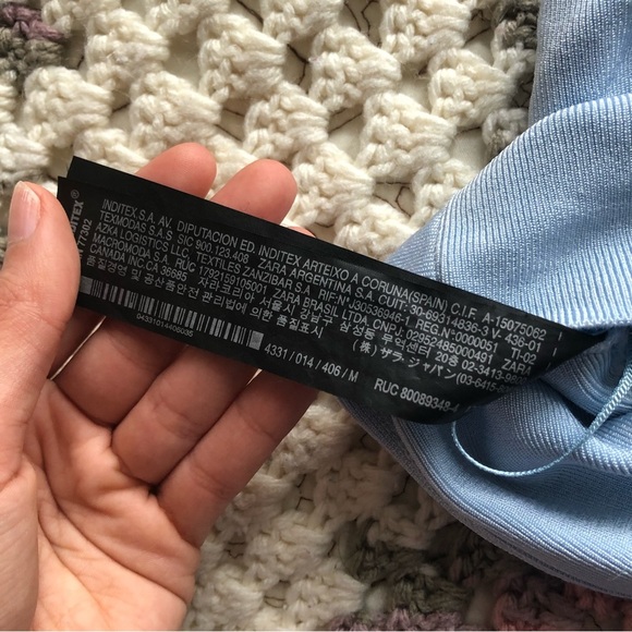 Zara knit knot crop top in baby blue - Picture 9 of 11